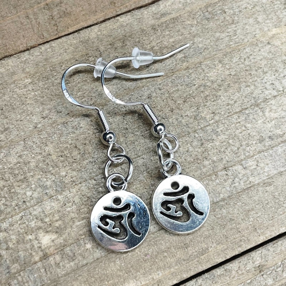 Om Sacred Spiritual Symbol Drop Dangle Earrings